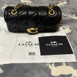 Coach tabby 20 Black Quilted Leather Bag with Gold Accent